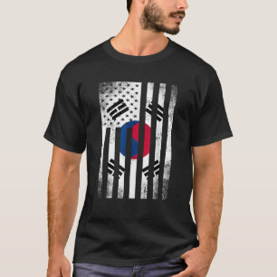 ハーフ韓国国旗 アメリカ レトロ インサイド Tシャツ