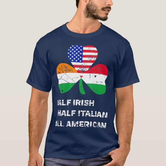 ハーフ・アイリッシュイタリアンハーフ・オールアメリカ国旗 Tシャツ (正面)