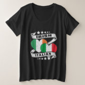 ハーフ・アイリッシュイタリアン・ハーフイタリアンアイリッシュ国旗 プラスサイズTシャツ (デザイン正面)