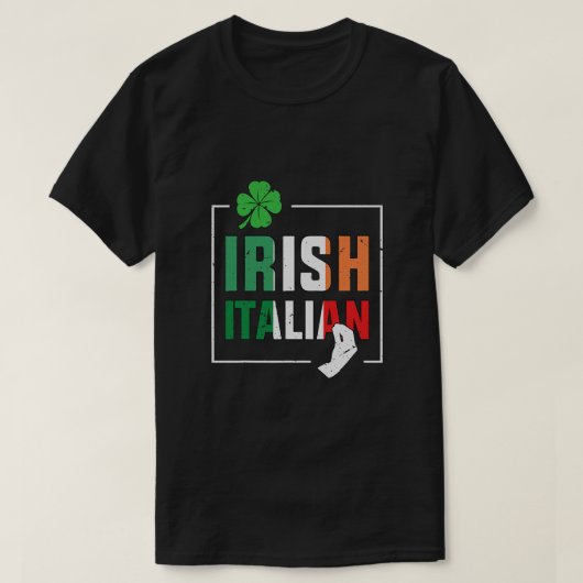 ハーフ・アイリッシュイタリアン・ハーフイタリアンアイリッシュ国旗 Tシャツ (デザイン正面)
