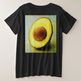 「ハーフ・アボカド」かわいい写真。買今 プラスサイズTシャツ