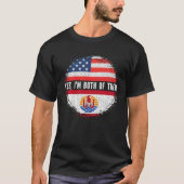 ハーフ・アメリカフランスの・ハーフ・ポリネシア米国国旗 Tシャツ (正面)