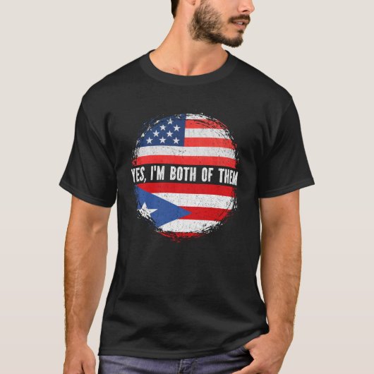 ハーフ・アメリカン・ハーフプエルト・リカ米国国旗 Tシャツ (正面)