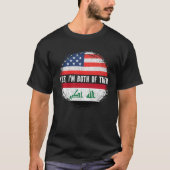 ハーフ・アメリカン・ハーフ・イラク米国国旗のイラク伝統 Tシャツ (正面)