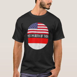 ハーフ・アメリカン・ハーフ・インドネシア米国国旗の家族ヘリ Tシャツ