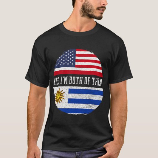 ハーフ・アメリカン・ハーフ・ウルグアイ米国国旗 Tシャツ (正面)