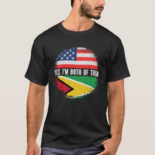 ハーフ・アメリカン・ハーフ・ガイアナ米国国旗 Tシャツ (正面)