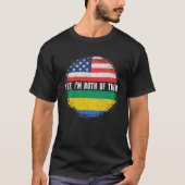 ハーフ・アメリカン・ハーフ・ガボンUSA国旗ガボン Tシャツ (正面)