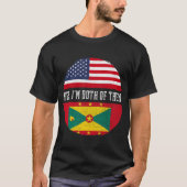 ハーフ・アメリカン・ハーフ・グレナディアン米国国旗グレナダ・ヘリ Tシャツ (正面)