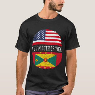 ハーフ・アメリカン・ハーフ・グレナディアン米国国旗グレナダ・ヘリ Tシャツ