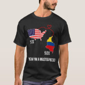 ハーフ・アメリカン・ハーフ・コロンビア国旗の組み合わせマップ・コル Tシャツ (正面)