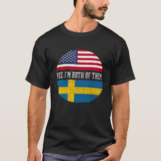 ハーフ・アメリカン・ハーフ・スウェーデンUSA国旗スウェーデン遺産 Tシャツ