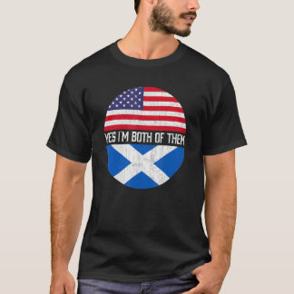 ハーフ・アメリカン・ハーフ・スコットランド・アメリカ国旗の家族Herita Tシャツ