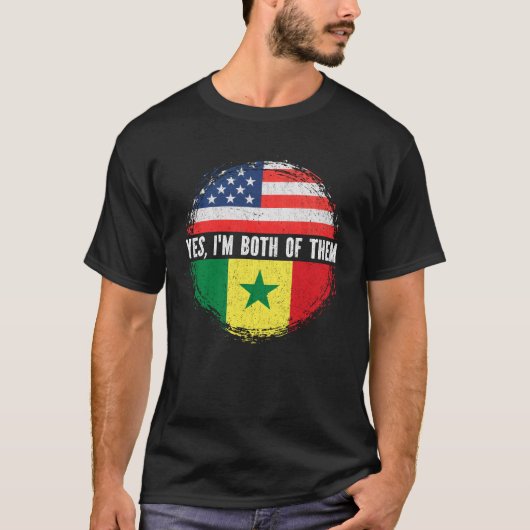 ハーフ・アメリカン・ハーフ・セネガルUSA国旗 Tシャツ (正面)