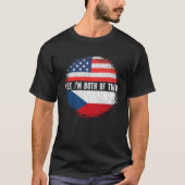 ハーフ・アメリカン・ハーフ・チェコ米国国旗 Tシャツ (正面)
