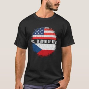 ハーフ・アメリカン・ハーフ・チェコ米国国旗 Tシャツ