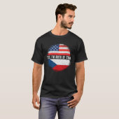 ハーフ・アメリカン・ハーフ・チェコ米国国旗 Tシャツ (正面フル)