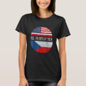 ハーフ・アメリカン・ハーフ・チェコUSA国旗H Tシャツ (正面)