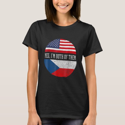 ハーフ・アメリカン・ハーフ・チェコUSA国旗H Tシャツ (正面)