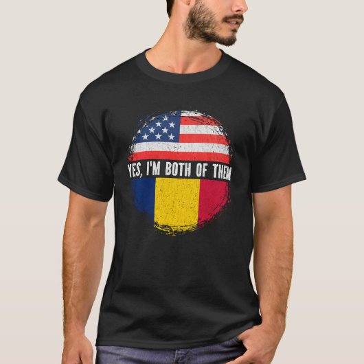ハーフ・アメリカン・ハーフ・チャドUSA国旗チャド伝統 Tシャツ (正面)