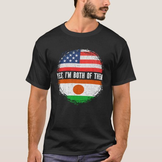 ハーフ・アメリカン・ハーフ・ニゲリエンUSA国旗ナイジェリア Tシャツ (正面)