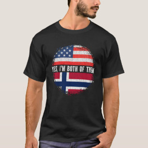 ハーフ・アメリカン・ハーフ・ノルウェーUSA国旗 Tシャツ