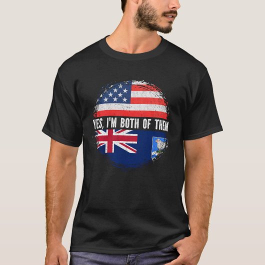ハーフ・アメリカン・ハーフ・フォークランド(マルビナス)諸島国旗 Tシャツ (正面)