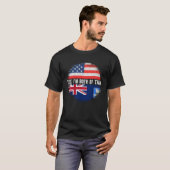 ハーフ・アメリカン・ハーフ・フォークランド(マルビナス)諸島国旗 Tシャツ (正面フル)
