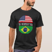 ハーフ・アメリカン・ハーフ・ブラジル米国国旗ブラジル・ヘリット Tシャツ (正面)