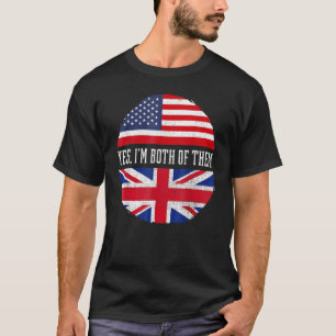 ハーフ・アメリカン・ハーフ・ブリティッシュ米国国旗統一されたの王国 Tシャツ