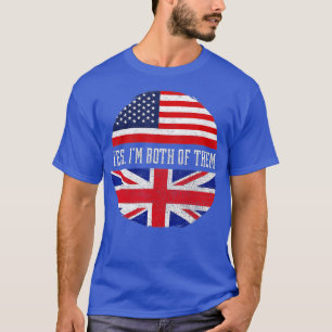ハーフ・アメリカン・ハーフ・ブリティッシュ米国国旗統一されたの王国 Tシャツ
