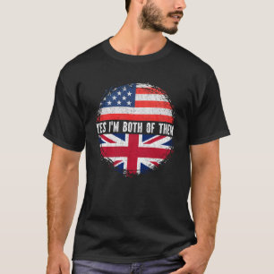 ハーフ・アメリカン・ハーフ・ブリティッシュ米国国旗統一されたの王国 Tシャツ
