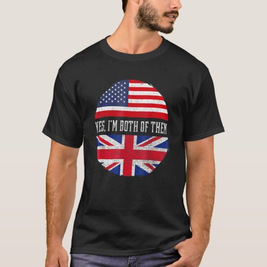 ハーフ・アメリカン・ハーフ・ブリティッシュ・アメリカ国旗統一されたの王国 Tシャツ (正面)