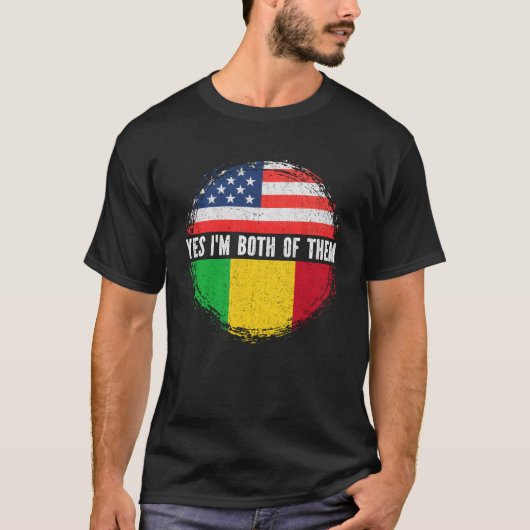 ハーフ・アメリカン・ハーフ・マリ米国国旗のマリ伝統 Tシャツ (正面)
