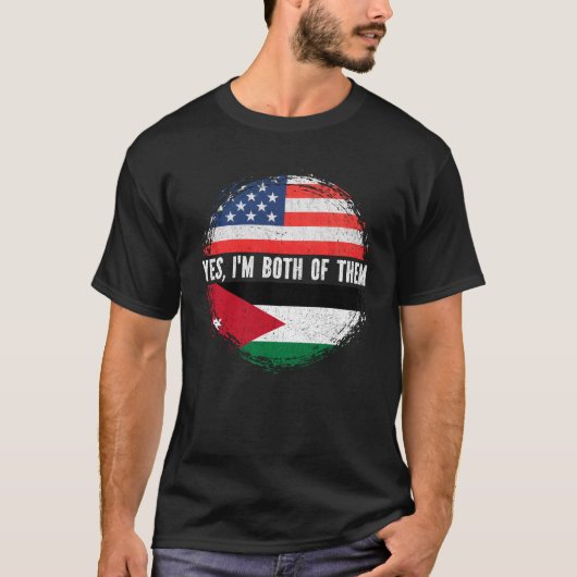 ハーフ・アメリカン・ハーフ・ヨルダン米国国旗ヨルダン Tシャツ (正面)