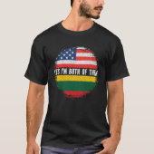 ハーフ・アメリカン・ハーフ・リトアニアUSA国旗 Tシャツ (正面)