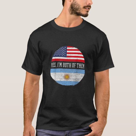 ハーフ・アメリカ半アルゼンチン米国国旗アルゼンチン Tシャツ (正面)