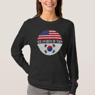 ハーフ・アメリカ半韓国米国国旗の家族He Tシャツ
