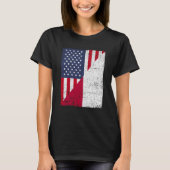 ハーフ・アメリカ国旗ハーフ・インドネシア国旗American Indones Tシャツ (正面)