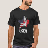 ハーフ・カナディアンUSEHカナダ米国国旗統一された Tシャツ (正面)