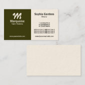 ハーフ&ハーフ – グリーンブラウン（クリームカード） 名刺 (正面/裏面)