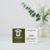 ハーフ&ハーフ(携帯電話) – ダークオリーブグリーンとホワイト 名刺 (スタンド正面)