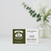 ハーフ&ハーフ（電話） – ダークオリーブグリーンとホワイト 名刺 (スタンド正面)