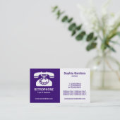 ハーフ&ハーフ（電話） – 深い紫と白 名刺 (スタンド正面)