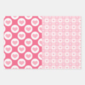 ハーフNハーフシャビーシックなピンクのハートミックス ラッピングペーパーシート (正面)