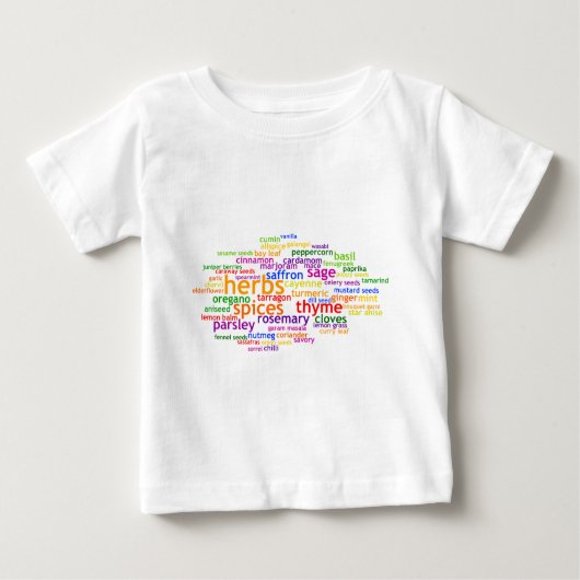ハーブおよびスパイスWordle ベビーTシャツ (正面)