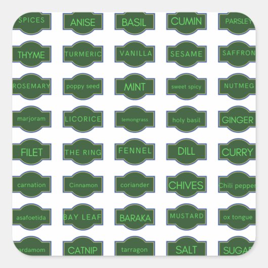 ハーブとスパイスのシール スクエアシール (正面)