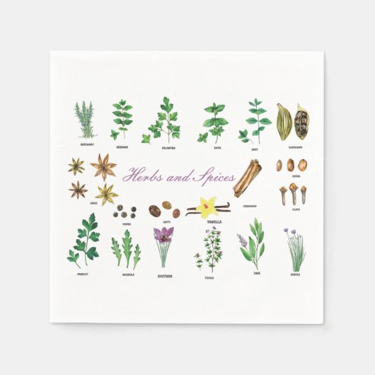 ハーブとスパイスのナプキン スタンダードカクテルナプキン (正面)