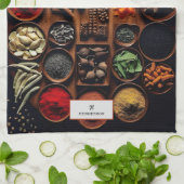 ハーブとスパイスモノグラム キッチンタオル (折り畳み)