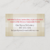 ハーブとスパイス料理料理ビズカード 名刺 (裏面)